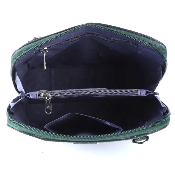 HiLEDER_Genuine_Leather_Crossbody_Sling_Messenger_Slim_Shoulder_Purse_Satchel_Textured_Bag_for_Women_&_Girl_With_Zipper_Closure_|_Medium_Size_|Green