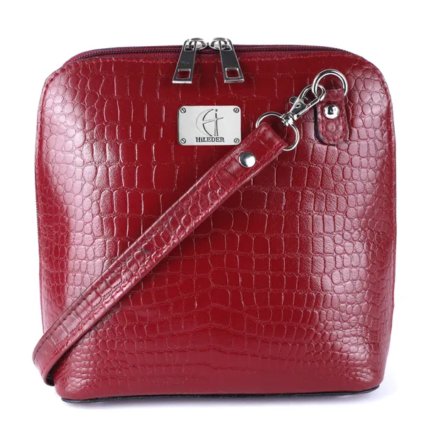 HiLEDER_Genuine_Leather_Crossbody_Sling_Messenger_Slim_Shoulder_Purse_Satchel_Textured_Bag_for_Women_&_Girl_With_Zipper_Closure_|_Medium_Size_|Maroon
