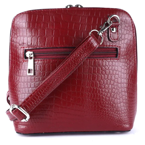 HiLEDER_Genuine_Leather_Crossbody_Sling_Messenger_Slim_Shoulder_Purse_Satchel_Textured_Bag_for_Women_&_Girl_With_Zipper_Closure_|_Medium_Size_|Maroon