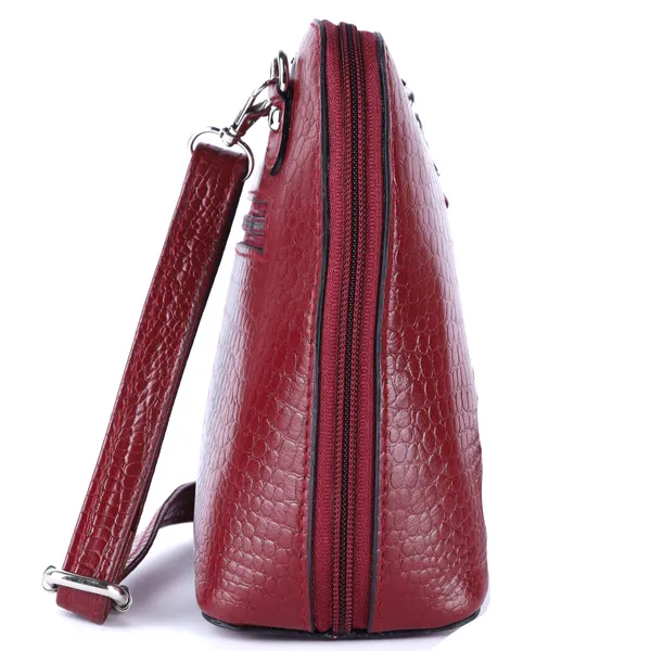 HiLEDER_Genuine_Leather_Crossbody_Sling_Messenger_Slim_Shoulder_Purse_Satchel_Textured_Bag_for_Women_&_Girl_With_Zipper_Closure_|_Medium_Size_|Maroon
