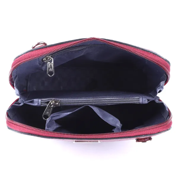 HiLEDER_Genuine_Leather_Crossbody_Sling_Messenger_Slim_Shoulder_Purse_Satchel_Textured_Bag_for_Women_&_Girl_With_Zipper_Closure_|_Medium_Size_|Maroon