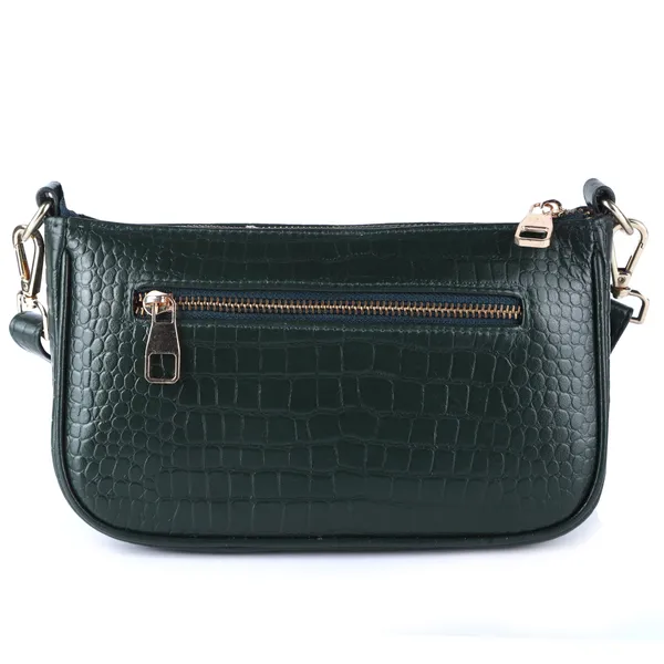 HiLEDER_Genuine_Leather_Crossbody_Sling_Messenger_Slim_Shoulder_Purse_Satchel_Textured_Bag_for_Women_&_Girl_With_Golden_Metallic_Zipper_Closure_|_Medium_Size_|Green