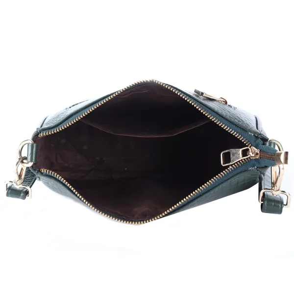HiLEDER_Genuine_Leather_Crossbody_Sling_Messenger_Slim_Shoulder_Purse_Satchel_Textured_Bag_for_Women_&_Girl_With_Golden_Metallic_Zipper_Closure_|_Medium_Size_|Green