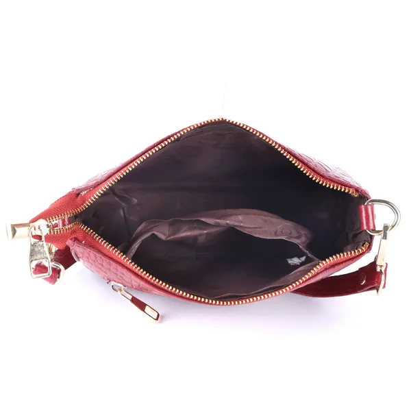 HiLEDER_Genuine_Leather_Crossbody_Sling_Messenger_Slim_Shoulder_Purse_Satchel_Textured_Bag_for_Women_&_Girl_With_Golden_Metallic_Zipper_Closure_|_Medium_Size_|Maroon