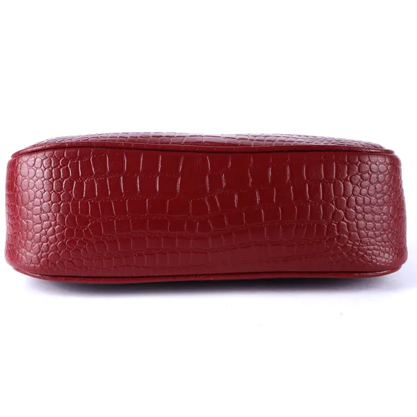 HiLEDER_Genuine_Leather_Crossbody_Sling_Messenger_Slim_Shoulder_Purse_Satchel_Textured_Bag_for_Women_&_Girl_With_Golden_Metallic_Zipper_Closure_|_Medium_Size_|Maroon