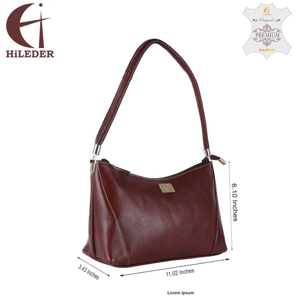 HiLEDER_Genuine_Leather__Messenger_Slim_Purse_Satchel_Hand_Bag_for_Women_&_Girl_With_Zipper_Closure_|_Medium_Size_|Brown