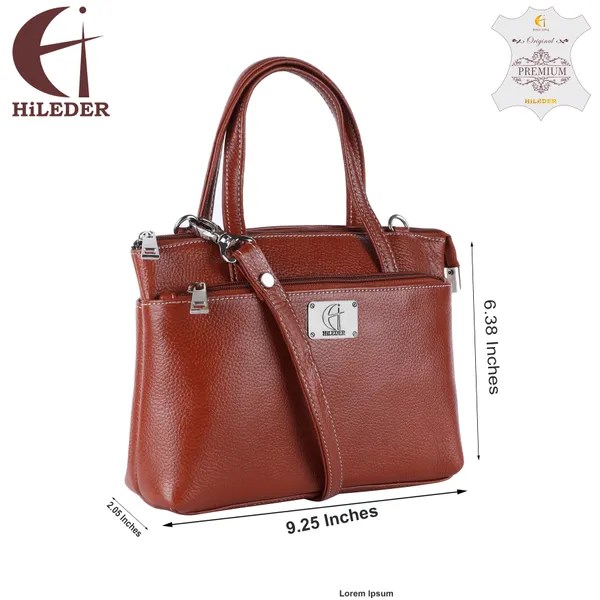 HiLEDER_Genuine_Leather__Messenger_Slim_Purse_Satchel_Hand_Bag_for_Women_&_Girl_With_Zipper_Closure_|_Medium_Size_|Orange