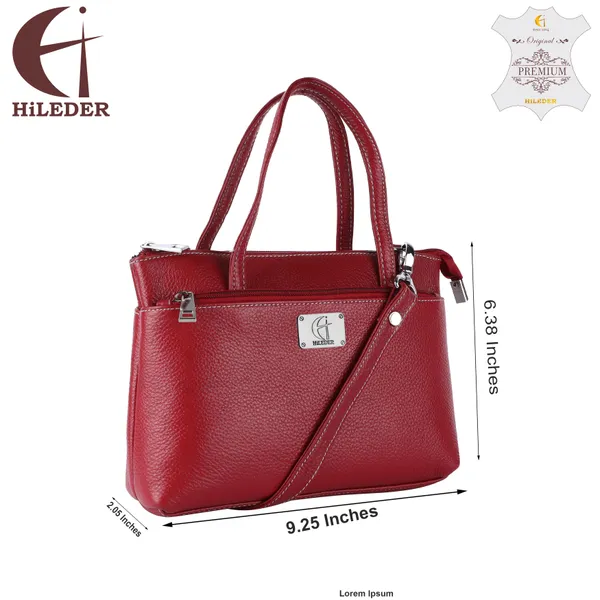 HiLEDER_Genuine_Leather__Messenger_Slim_Purse_Satchel_Hand_Bag_for_Women_&_Girl_With_Zipper_Closure_|_Medium_Size_|Red