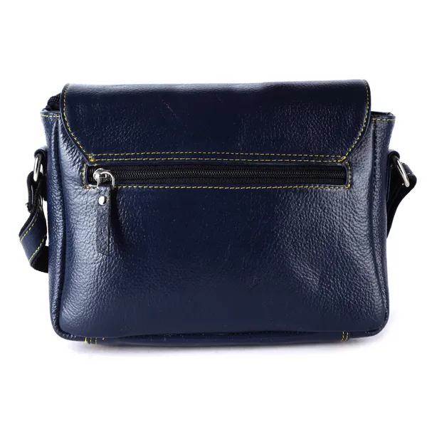 HiLEDER_Genuine_Leather_Crossbody_Sling_Messenger_Slim_Shoulder_Purse_Satchel_Bag_for_Women_&_Girl_with_Magnetic_Snap_Closure_|_Medium_Size_|Blue