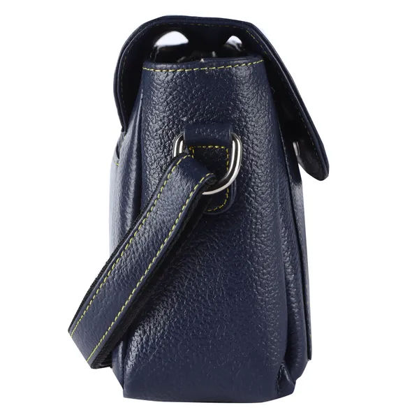 HiLEDER_Genuine_Leather_Crossbody_Sling_Messenger_Slim_Shoulder_Purse_Satchel_Bag_for_Women_&_Girl_with_Magnetic_Snap_Closure_|_Medium_Size_|Blue