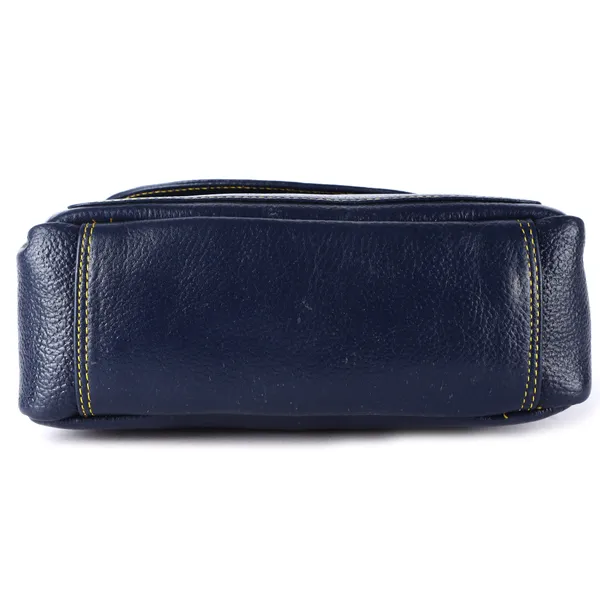 HiLEDER_Genuine_Leather_Crossbody_Sling_Messenger_Slim_Shoulder_Purse_Satchel_Bag_for_Women_&_Girl_with_Magnetic_Snap_Closure_|_Medium_Size_|Blue