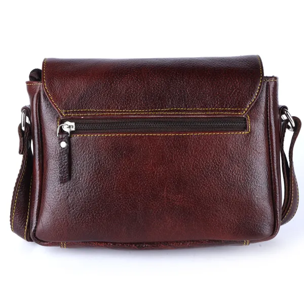HiLEDER_Genuine_Leather_Crossbody_Sling_Messenger_Slim_Shoulder_Purse_Satchel_Bag_for_Women_&_Girl_with_Magnetic_Snap_Closure_|_Medium_Size_|_Brown