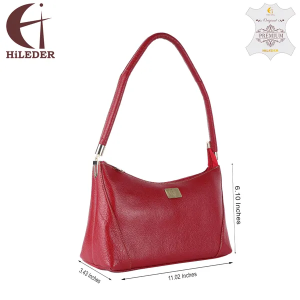 HiLEDER_Genuine_Leather__Messenger_Slim_Purse_Satchel_Hand_Bag_for_Women_&_Girl_With_Zipper_Closure_|_Medium_Size_|Red