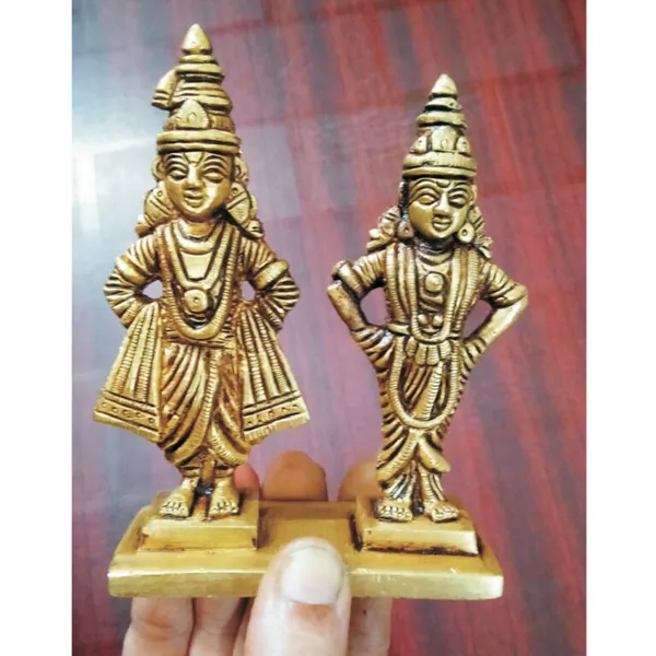 S9031-83_–_Aadhyathmik_Pandharpur_BhuVadikunta_Pandurang_Vitthala_Vithoba_Vittal_Pandharinath_with_Rakhumai_Rukmini_Rakhmai_Brass_Idol_5inch_723grams