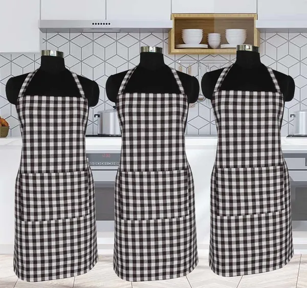 Black_Checked_Apron_With_Center_Pocket_(Pack_of_3)