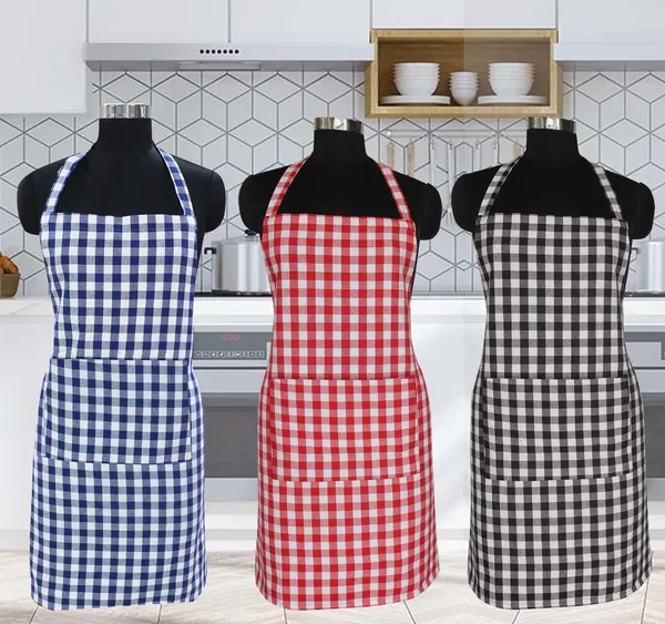Cotton_Checked_Aprons_With_Center_Pockets_(Blue_Black_Red)