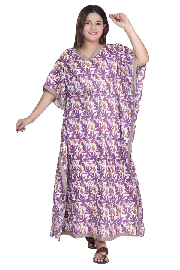 Pearfly Women Long cotton maxi kaftan nighty gown/ Maxi/Gown/ Kaftan nightwear/Long Printed