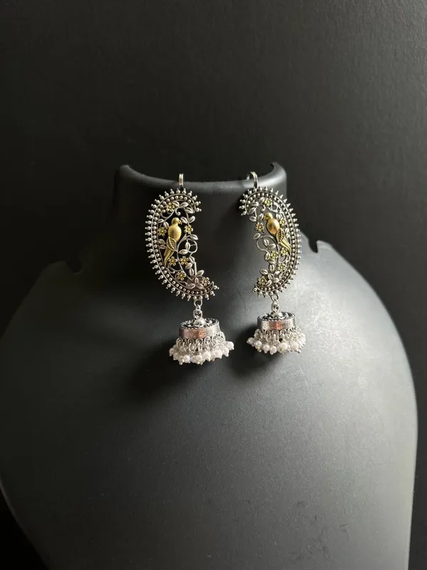 Oxidized_Ear_cuff_earrings_with_Jhumka