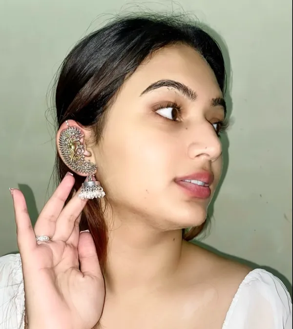 Oxidized_Ear_cuff_earrings_with_Jhumka