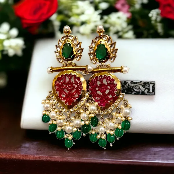 Pink_and_Green_big_Dangle_earrings_for_women