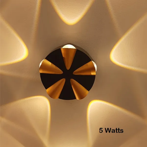 LED_Indoor_-_Outdoor_UP_-Down_Creative_Wall_Light,_Black_&_Gold,_Warm_White,_Rainproof_&_Shockproof_Body._(BlackGold_Round_5_Way)