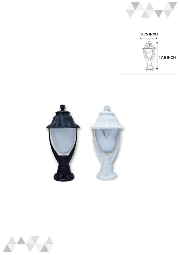 Antique_Outdoor_Lighting_Gate_Pillar_Post_Light_White_Clear__Size_8.75_inch_*17.6_inch
