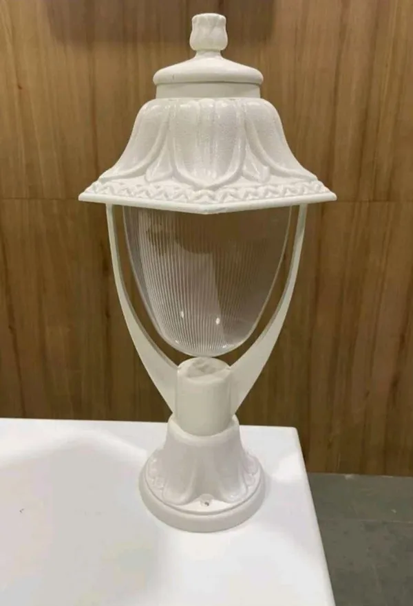 Antique_Outdoor_Lighting_Gate_Pillar_Post_Light_White_Clear__Size_8.75_inch_*17.6_inch