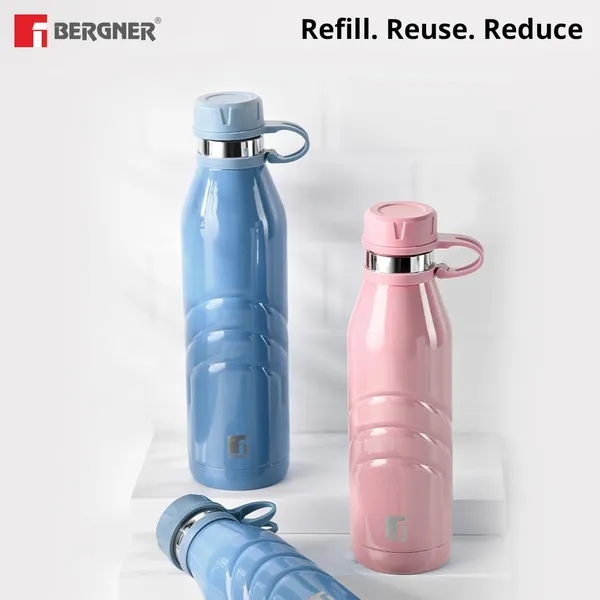 Bergner_Walking_1000_ml_Thermo_Steel_Bottle/Flask,_Hot/Cold,_Vacuum_Insulated,_For_Water/Coffee/Tea/Soup/Juice,_Use_in_Office/Commute/Sports/Travel,_Strapped_Screw_On_Top_Cap,_Pink/Flamingo,_Rust/Leak_Proof