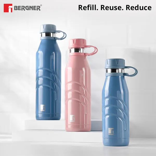 Bergner_Walking_1000_ml_Thermo_Steel_Bottle/Flask,_Hot/Cold,_Vacuum_Insulated,_For_Water/Coffee/Tea/Soup/Juice,_Use_in_Office/Commute/Sports/Travel,_Strapped_Screw_On_Top_Cap,_Pink/Flamingo,_Rust/Leak_Proof