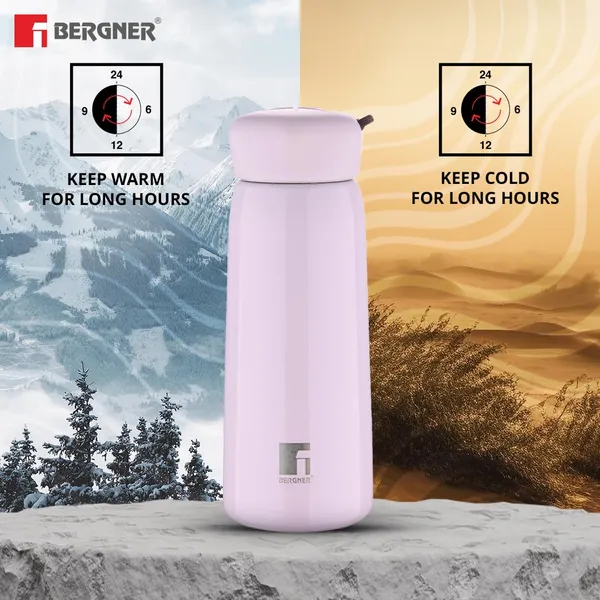 Bergner_Walking_400_ml_Thermo_Steel_Bottle/Flask,_Hot/Cold,_Vacuum_Insulated,_For_Water/Coffee/Tea/Soup/Juice,_Use_in_Office/Commute/Sports/Travel,_Wide_Mouth_Insulated_Lid,_Pink/Shampoo,_Rust/Leak_Proof