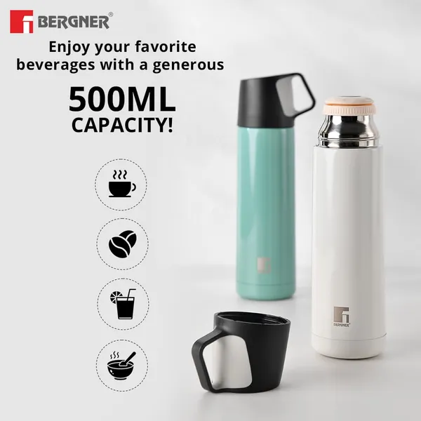 Bergner_Walking_500_ml_Thermo_Steel_Bottle/Flask,_Hot/Cold,_Vacuum_Insulated,_For_Water/Coffee/Tea/Soup/Juice,_Use_in_Office/Commute/Sports/Travel,_Press_Button_Lid_with_Cup,_Pearl/White,_Rust/Leak_Proof