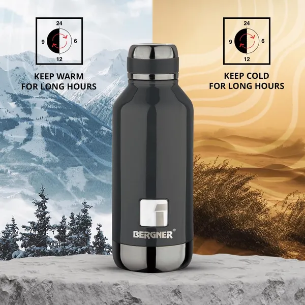 Bergner_Walking_500_ml_Thermo_Steel_Bottle/Flask,_Hot/Cold,_Vacuum_Insulated,_For_Water/Coffee/Tea/Soup/Juice,_Use_in_Office/Commute/Sports/Travel,_Screw_On_Top_Lid,_Metallic_Ebony/Black,_Rust/Leak_Proof