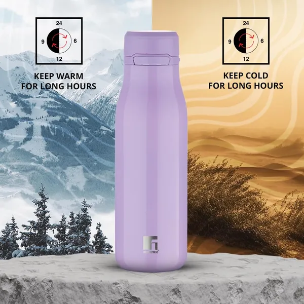 Bergner_Walking_720_ml_Thermo_Steel_Bottle/Flask,_Hot/Cold,_Vacuum_Insulated,_For_Water/Coffee/Tea/Soup/Juice,_Use_in_Office/Commute/Sports/Travel,_Press_Button_Lid,_Metallic_Lilac/Purple_,_Rust/Leak_Proof