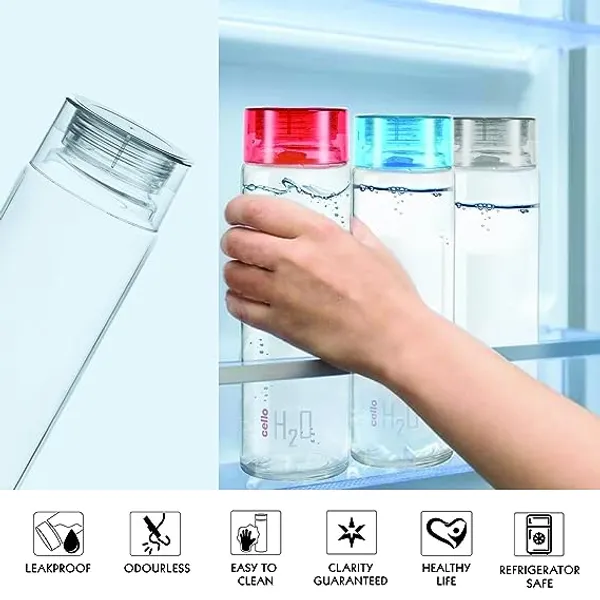 CELLO_H2O_Toughened_Glass_Fridge_Water_Bottle_with_Plastic_Cap,_920ml,_Set_of_3,_Clear