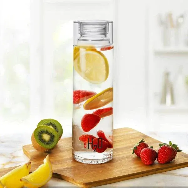 CELLO_H2O_Toughened_Glass_Fridge_Water_Bottle_with_Plastic_Cap,_920ml,_Set_of_3,_Clear