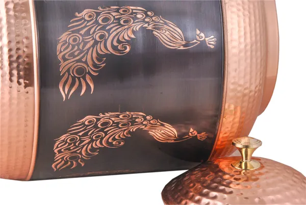 Copper_Water_Dispenser_Pot_Container_Matka_Antique_Peacock_Engraving_with_2_Copper_Glass_for_Water_Storing_Purpose_at_Home_and_Offices_Volume-14_L_(Pack_of_1_Pot+2_Copper_Glass)