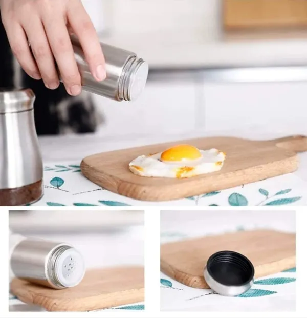 Salt_Shaker_for_Professional_Chef_-_Best_Spice_Mill_Stainless_Steel_Salt_and_Pepper_Shaker,_Moisture-Proof_Spice_Dispenser,_Holder_Seasoning_Condiment_Set_with_Glass_Bottom,_(Pack_of_2)