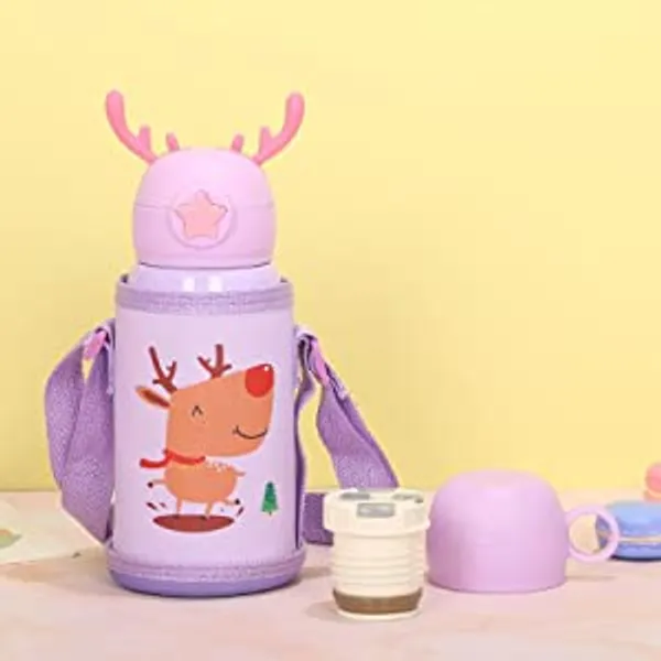 Stainless_Steel_Cartoon_Printed_-_Sipper_Water_Bottle_with_Cover_for_Children_500_ml_Assorted_Color_Deer_Horns_Cap-_Stainless_Steel_Flask_Bottle_with_Straw_500_ml_Bottle