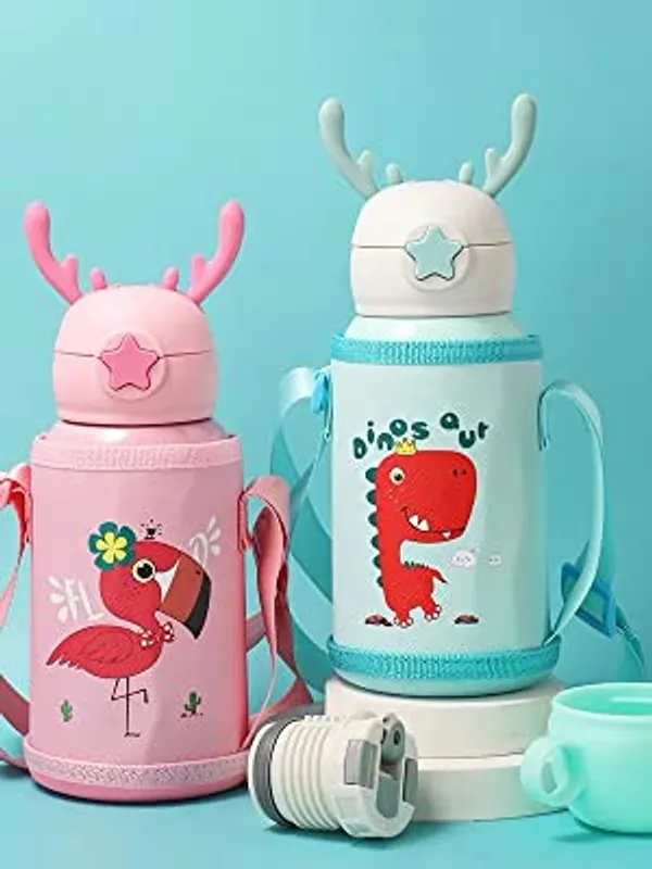 Stainless_Steel_Cartoon_Printed_-_Sipper_Water_Bottle_with_Cover_for_Children_500_ml_Assorted_Color_Deer_Horns_Cap-_Stainless_Steel_Flask_Bottle_with_Straw_500_ml_Bottle