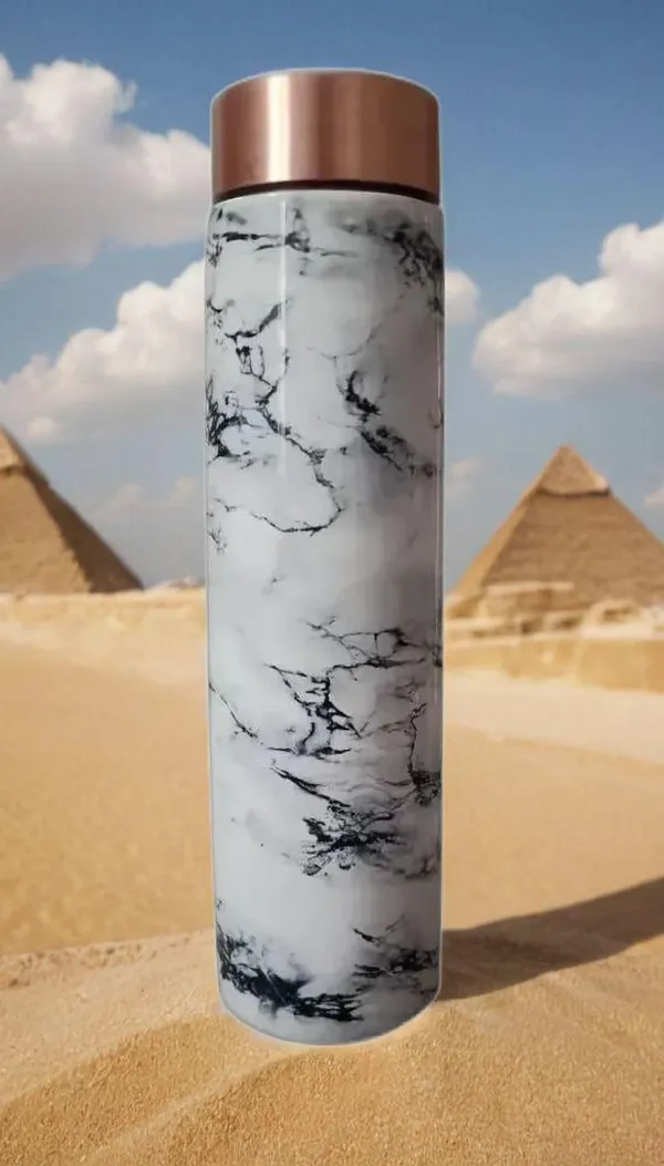 Pure_Copper_Designer_Meena_Print_Water_Bottle_with_Advanced_Leak_Proof_Protection_and_Joint_Less,_Yoga_Health_Benefits_with_Lacquer_Coating_(1000_Milliliters)_(_White_Marble_Look_)
