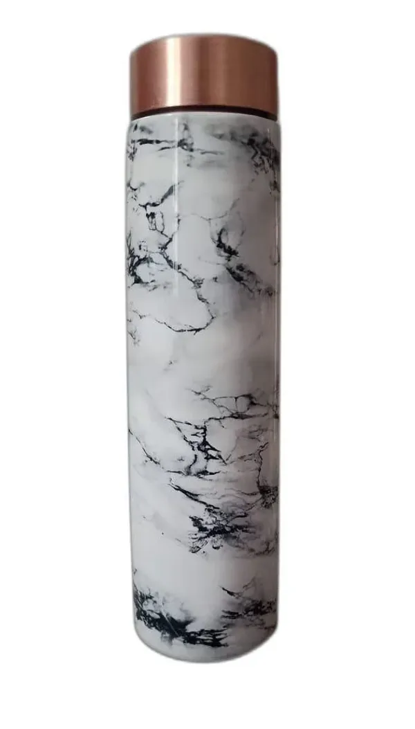 Pure_Copper_Designer_Meena_Print_Water_Bottle_with_Advanced_Leak_Proof_Protection_and_Joint_Less,_Yoga_Health_Benefits_with_Lacquer_Coating_(1000_Milliliters)_(_White_Marble_Look_)