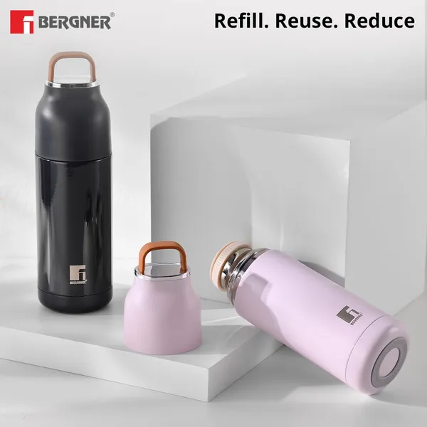 Bergner_Walking_350_ml_Thermo_Steel_Bottle/Flask,_Hot/Cold,_Vacuum_Insulated,_For_Water/Coffee/Tea/Soup/Juice,_Use_in_Office/Commute/Sports/Travel,_Press_Button_Lid_with_Cap,_Purple/Lilac,_Rust/Leak_Proof