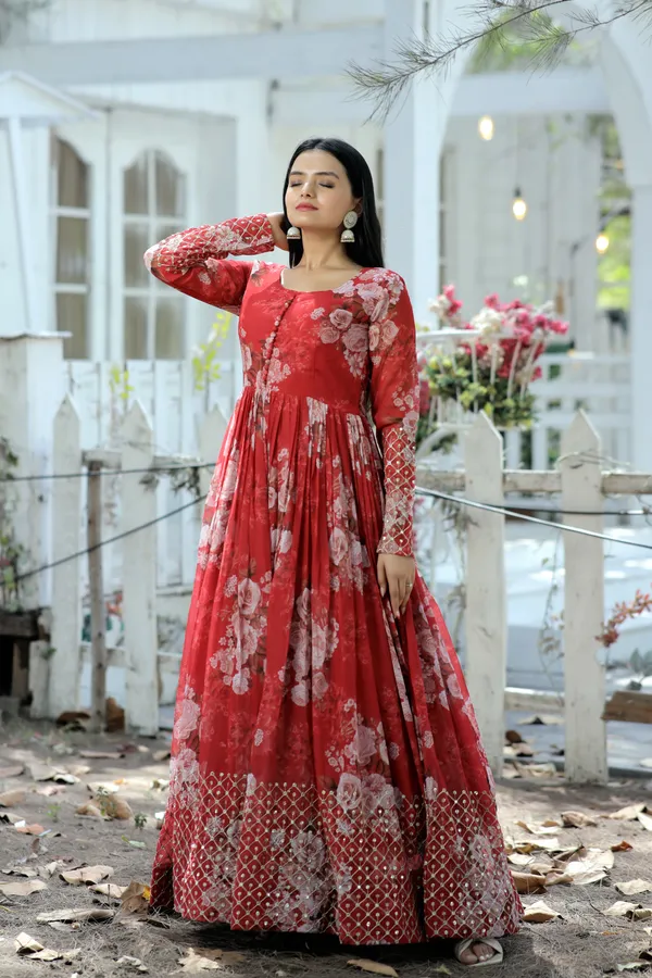 Red color gown online shopping on sale