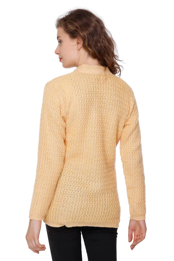 Yellow_Women's_Woolen_Silky_Yarn_Cardigan_for_Winter