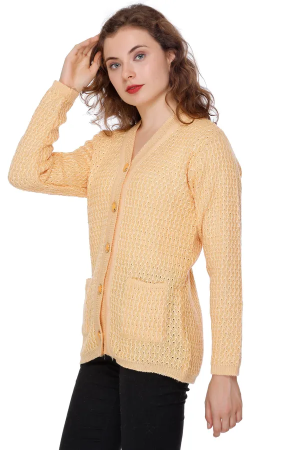 Yellow_Women's_Woolen_Silky_Yarn_Cardigan_for_Winter
