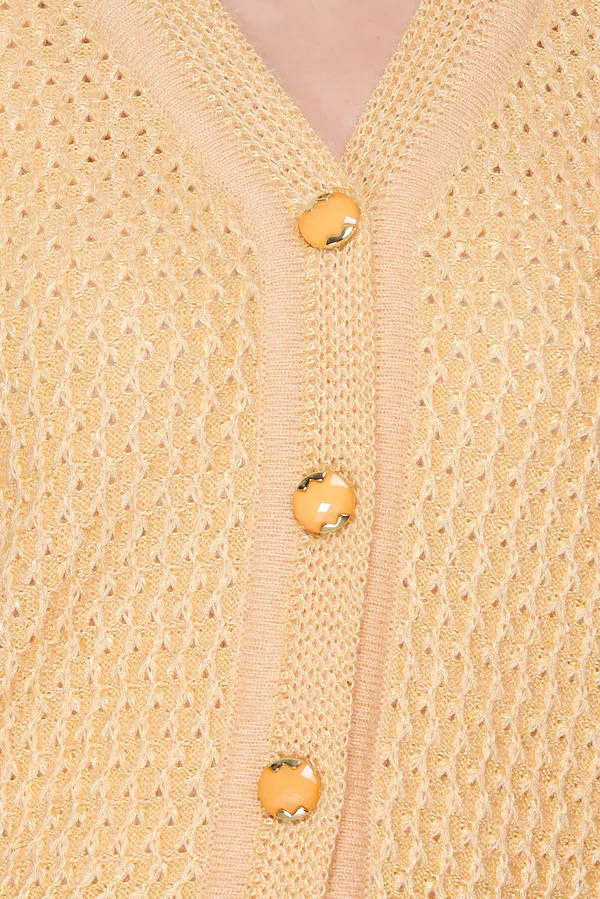 Yellow_Women's_Woolen_Silky_Yarn_Cardigan_for_Winter