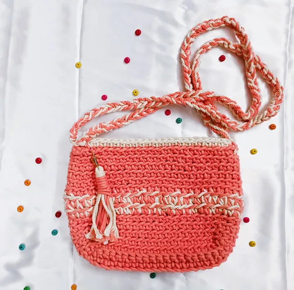 Etisha Peach White Macrame Handbag Price in India Buy Etisha