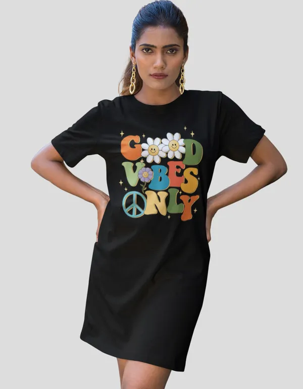 T-Shirt_Dress_for_Women_&_Girls_|_100%_Premium_Cotton_Material_|_2_Side_Pockets_(Black-Vibes)
