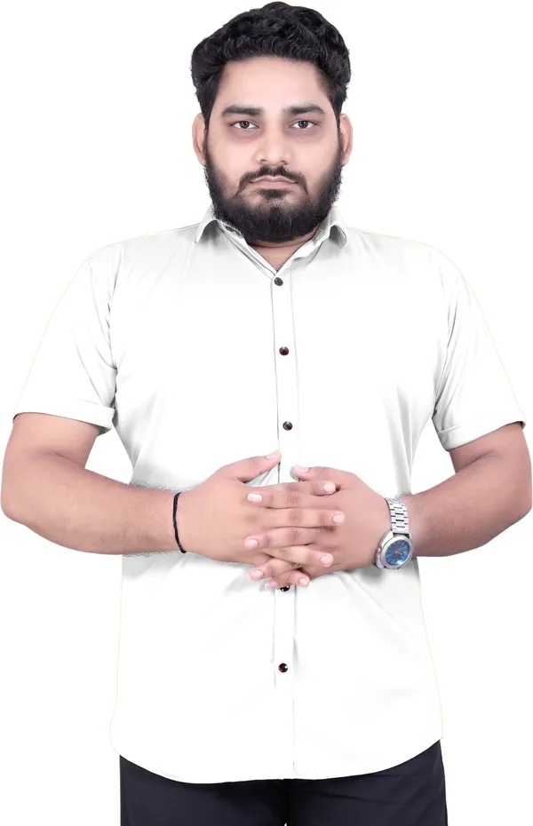 Khaki_Lycra_Blend_Solid_Short_Sleeve_Casual_Wear_Shirt
