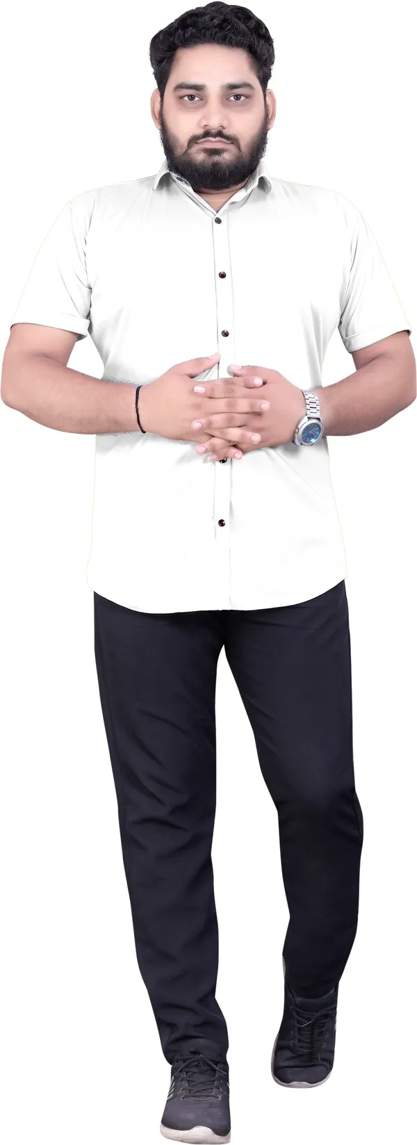 Khaki_Lycra_Blend_Solid_Short_Sleeve_Casual_Wear_Shirt